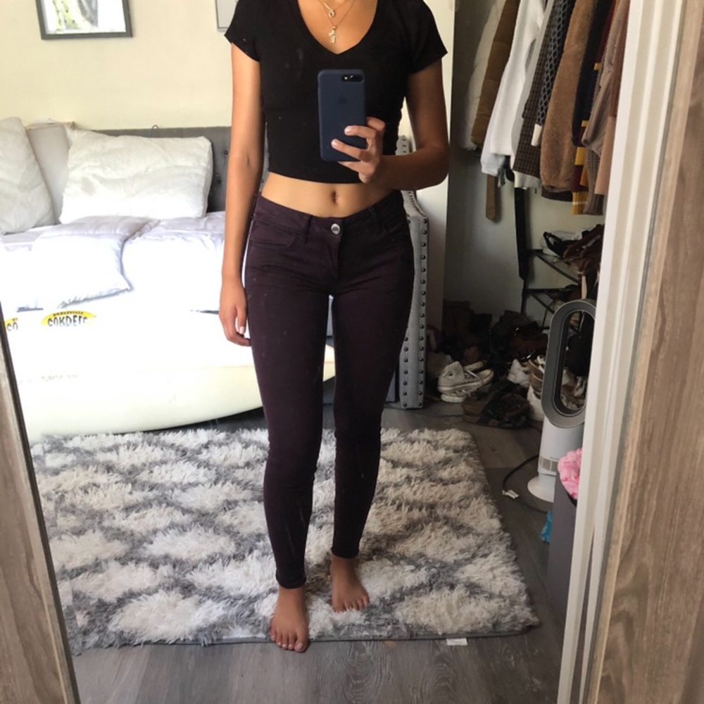 Burgundy skinny jeans